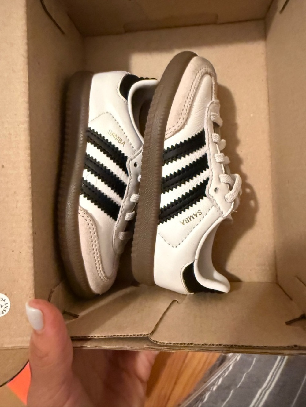 adidas Kids Samba Sneakers in White, Black & Brown